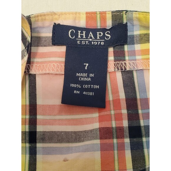 Chaps Ralph Lauren Bright Spring Pink Plaid Strappy Dress Girls Size 7 - Picture 6 of 6